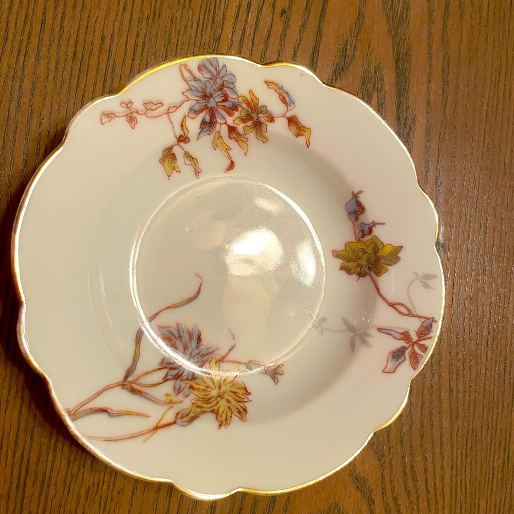 Vintage Limoges Floral Trinket Dish SAS France Round